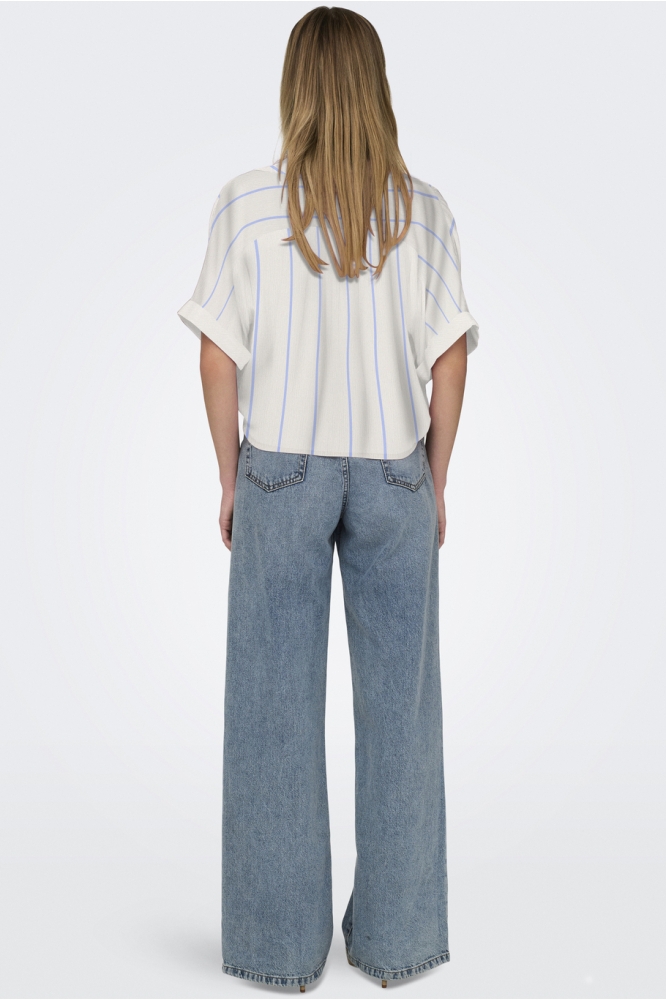 ONLPAULA LIFE S/S TIE SHIRT WVN NOO 15281497 CLOUD DANCER/WIDE BLUE BONNET STRIPES